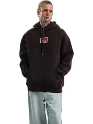 YM PAZARLAMA Erkek Nakışlı Kapüşonlu Oversize 3 Iplik Pamuklu Sweatshirt Hoodie - Siyah