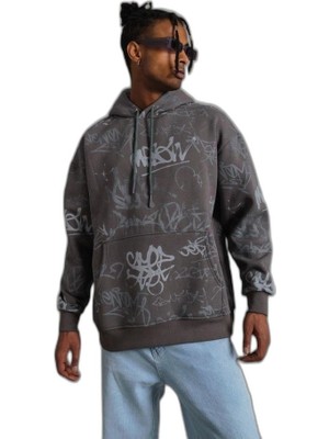 YM PAZARLAMA Erkek 3 Iplik Pamuklu Kapüşonlu Kanguru Cepli Sweatshirt Hoodie -  Gri