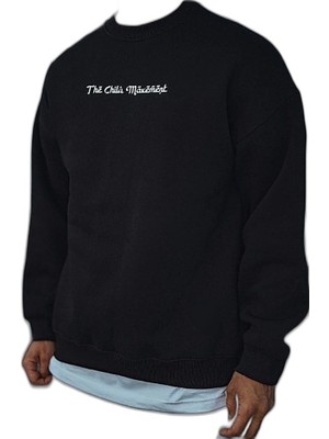 YM PAZARLAMA Erkek 3 Iplik Pamuklu Bisiklet Yaka Baskılı Sweatshirt - Siyah