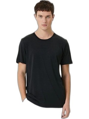 YM PAZARLAMA Erkek Düz Tişört Bisiklet Yaka Regular Fit Yazlık Kısa Kol T-Shirt - Siyah