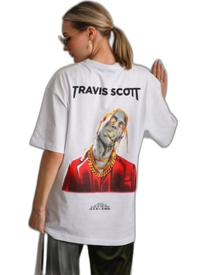 YM PAZARLAMA Kadın Baskılı T-Shirt Kısa Kol Bisiklet Yaka Oversize Rahat Kalıp Günlük Tişört - Beyaz