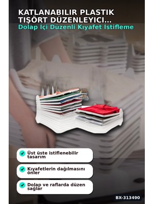 Eco Lounge Katlanabilir Plastik Tişört Düzenleyici Aparat - 1 Adet, Dolap Içi Organizer BX-313490