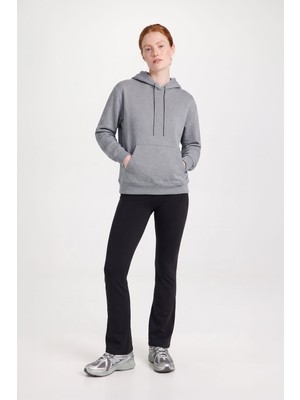 Markapia Kadın Kapüşonlu Cepli Gri Sweatshirt