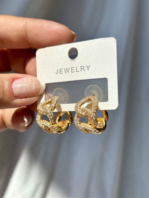 Gözde Tasarım Butik Kadın Özel Seri Taşlı Mini Halkalı Küpe