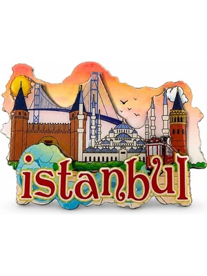 The Gencoo Istanbul Temalı Ahşap Buzdolapı Süsü Magnet ALK5938