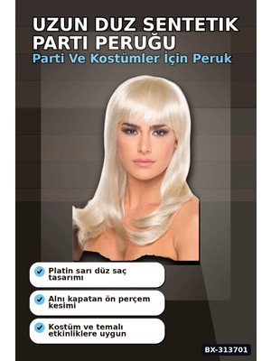 Eco Lounge Uzun Duz Sentetik Parti Peruğu 60 cm - Yetiskin Kostum Aksesuari Tekli BX-313701