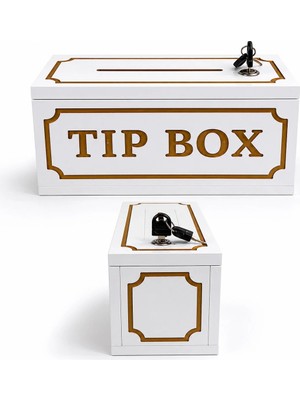 Bozkurt Cnc Bahşiş Kutusu Tip Box %100 Beyaz Mdf Cnc Kalıcı Tip Box Yazılı Şık Görünüm Kilitli ve 2 Anahtarlı