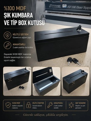 Bozkurt Cnc Kumbara Tip Box Kutusu Kilitli Anahtarlı %100 Mdf Şık ve Kullanışlı Saklama Kutusu Kumbara