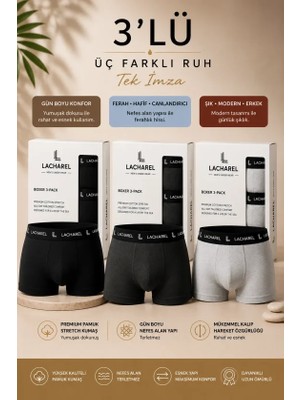 Beruflic Erkek Likralı Pamuklu Nefes Alan Penye BOXER3LÜ Paket - Siyah - Füme - Gri