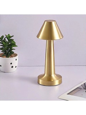 Çetiner Group® Çatı Model Gold Renk Şarjlı Dokunmatik 3 Renkli LED Masa Lambası