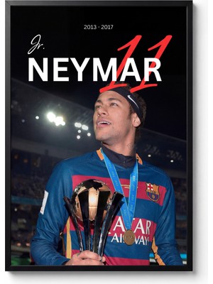 Icon Tablo Neymar Jr Barcelona Siyah Çerçeveli Tasarım Tablo Futbol Spor Poster