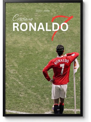 Icon Tablo Cristiano Ronaldo Kırmızı Şeytan Siyah Çerçeveli Tasarım Tablo Spor Poster