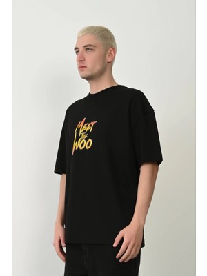 3 Erkek Baskıkı Kısa Kok Bisiklet Yaka  T-Shirt - Siyah