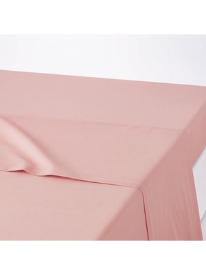 Maki Home Makieksyüzde Yüz Pamuklu Pembe 240X260 Çift Kişilik Yataklara Uygun Lastiksiz Düz Çarşaf