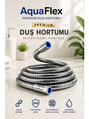 Duş Hortumu Krom | 150CM Çelik Örgülü | Sızdırmaz | Kopmaz | Kolay Montaj