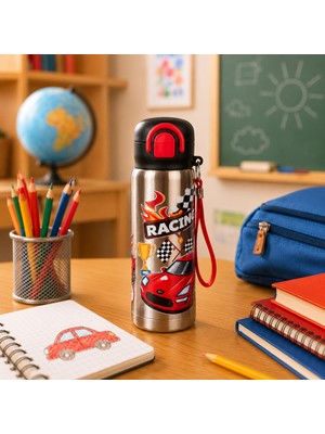 Emofom Siply Matara 600 ml Suluk 304 Paslanmaz Çelik Çocuk Suluğu Çift Içim Modlu Kilit Kapaklı Sızdırmaz Çocuk Matarası