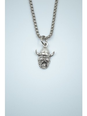 IDR Minimal Viking Savaşçı Gümüş Kaplama Örme Zincir Kolye