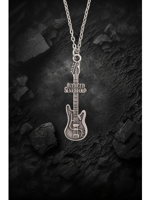 IDR Avenged Sevenfold Elektro Gitar Gümüş Kaplama Düz Zincir Kolye