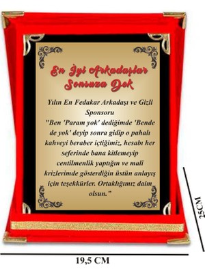 Yüksel 34 Komik Arkadaş Plaketi "en Iyi Arkadaşlar Sonsuza Dek" Kadife Çerçeve Ödül Plaketi 19,5X25CM