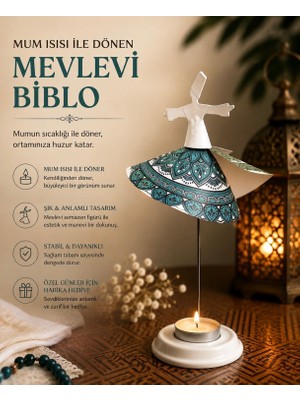 Mum Işığıyla Dönen Semazen - Dönen Mumluk - Isıyla Dönen Mumluk
