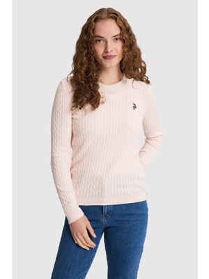U.S. Polo Assn. Kadın Toz Pembe Basic Kazak 50327575 VR050