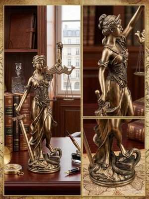 Keyfim Shop Adalet Terazisi Themis Heykeli – Gold Renkli Dekoratif Biblo Heykeli 30CM