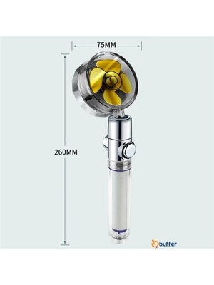 Toyigoo Turbo Pervaneli ve Filtreli Su Tasarruflu 360 Derece Dönebilen Tazyikli Duş Başlığı IEG4546GV-