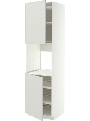 Hobiurun Fırın boy dolabı, ASPUDDEN açık gri, 60x60x220 cm, 2 kapaklı ve 3 raflı