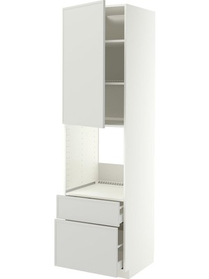 Hobiurun Fırın boy dolabı, ASPUDDEN açık gri, 60x60x220 cm, 1 kapaklı, 2 çekmeceli ve 2 ön panelli