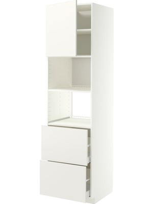 Hobiurun Fırın-mikrodalga fırın boy dolabı, VEDDINGE beyaz, 60x60x220 cm, 1 kapaklı ve 2 çekmeceli