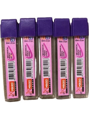 Mikro 0.5mm 2b Mekanik Kalem Ucu 60MM x 20 Adet - 5 Tüp Set Versatil Ucu