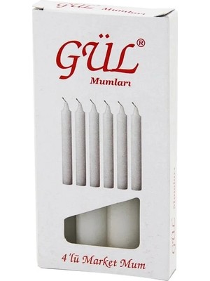 Toyigoo 4pcs - Ince   Çap=1.6cm - UZUNLUK=12CM   Beyaz Klasik  Market Mum IEG4546GV-458FJGHV