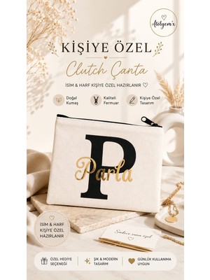 Atölyemix Clutch Çanta Kişiye Özel Tasarım Isim ve Baş Harf Tasarım