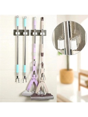 Pratik Organizer 4lü Yapışkanlı Fırça Paspas Mop Fırça Sabitleyici Ergonomik Alet Aparatı