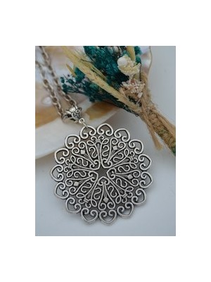 Stoneage Mandala Kolye - Gümüş Rengi -