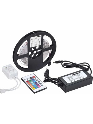 5 mt 3 Cipli Rgb Şerit LED Silikonlu Adaptör Uzaktan Kumanda Tak Çalıştır