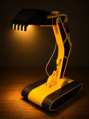 Tetra’s 3D Baskı Ekskavatör Gece Lambası LED Masaüstü Aydınlatma Dekoratif Iş Makinesi Tasarım