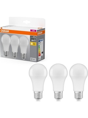 Adalı Store E27 Duy 8W 2700K 806LM Sarı Işık LED Ampul 3'lü Paket