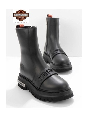 Adalı Store Harley Davidson Black Leather Kadın Bot Bootie Deri HD0777054903 Şık
