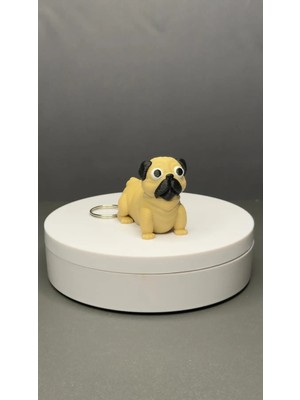 Tetra’s 3D Baskı Pug Köpek Figürlü Anahtarlık – Sevimli Mini Aksesuar