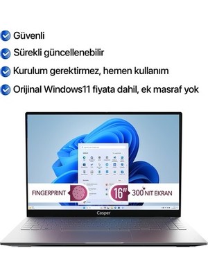 Adalı Store Casper Nirvana S100 Intel Core I5 13420H 16GB 500GB SSD Windows 11 Home 300NIT 16" Taşınabilir