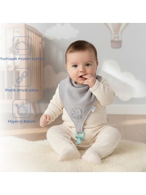 Adalı Store Müslin Mama Önlüğü, Emzik Askılı Tasarımıyla Pratik