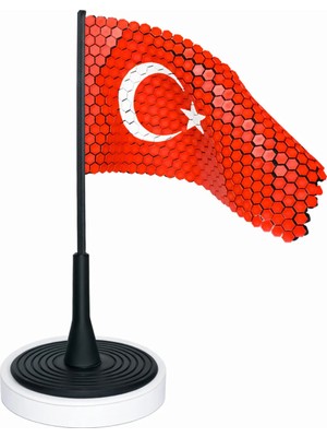 Tetra’s 3D Baskı Türk Bayrağı Masaüstü Dekoru – Petek Desenli Ay Yıldızlı Bayrak