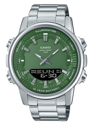 Adalı Store Casio AMW-880D-3AVDF Erkek Kol Saati Yeşil Kadran 5 Atm Suya Dayanıklı Çelik Kasa ve