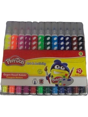 Adalı Store 12 Renk Üçgen Keçeli Kalem, Pvc Kutu ile Güvenli Taşıma