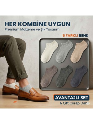 S'82 Erkek Görünmez Çorap 12’li Set, Babet Kesim, Yumuşak ve Esnek Yapı, Krem, Açık Gri, Bej, Vizon, Antrasit, Füme