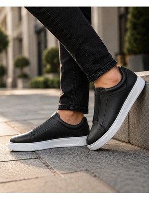 Beskar Siyah Cilt Beyaz Tabanlı Ultra Hafif Erkek Sneaker - Günlük Rahat Spor Ayakkabı Kb 007