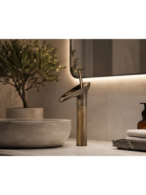 Titanium Design Tulumba Antik Çanak Şelale Lavabo Bataryası