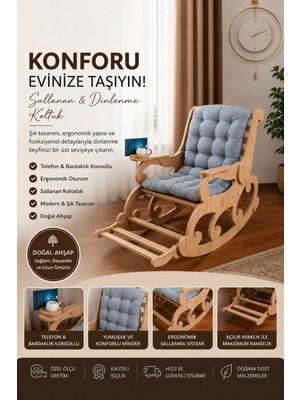 Missidea Detroit Ceviz Sallanan Sandalye – Eko Antrasit Gri Minderli Model