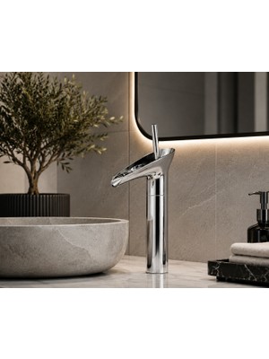 Titanium Design Tulumba Krom Çanak Şelale Lavabo Bataryası